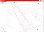 San Ramon Wall Map Red Line Style